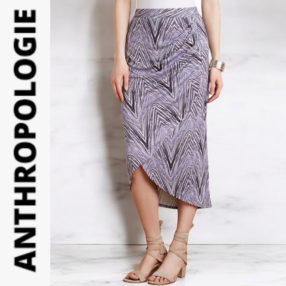 ANTHROPOLOGIE MAEVE MONETTA TULIP WRAP PURPLE MOTIF MIDI SKIRT **NWT**